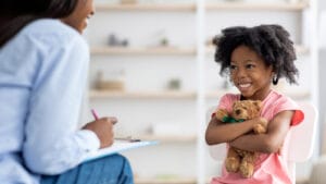 Little girl attending behavioral therapy