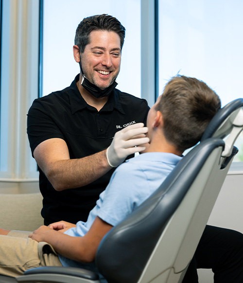 Young boy at his pediatric dental exam