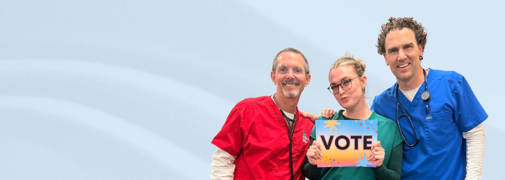 Dr. Zak Zarbock and Dr. Matt Witt with voting sign