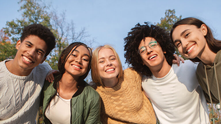 group of teens having fun together